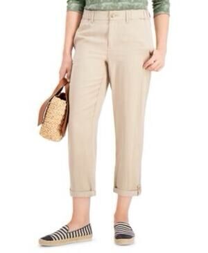 Charter Club Cropped Roll Tab Pants in Sedona Dust - 18